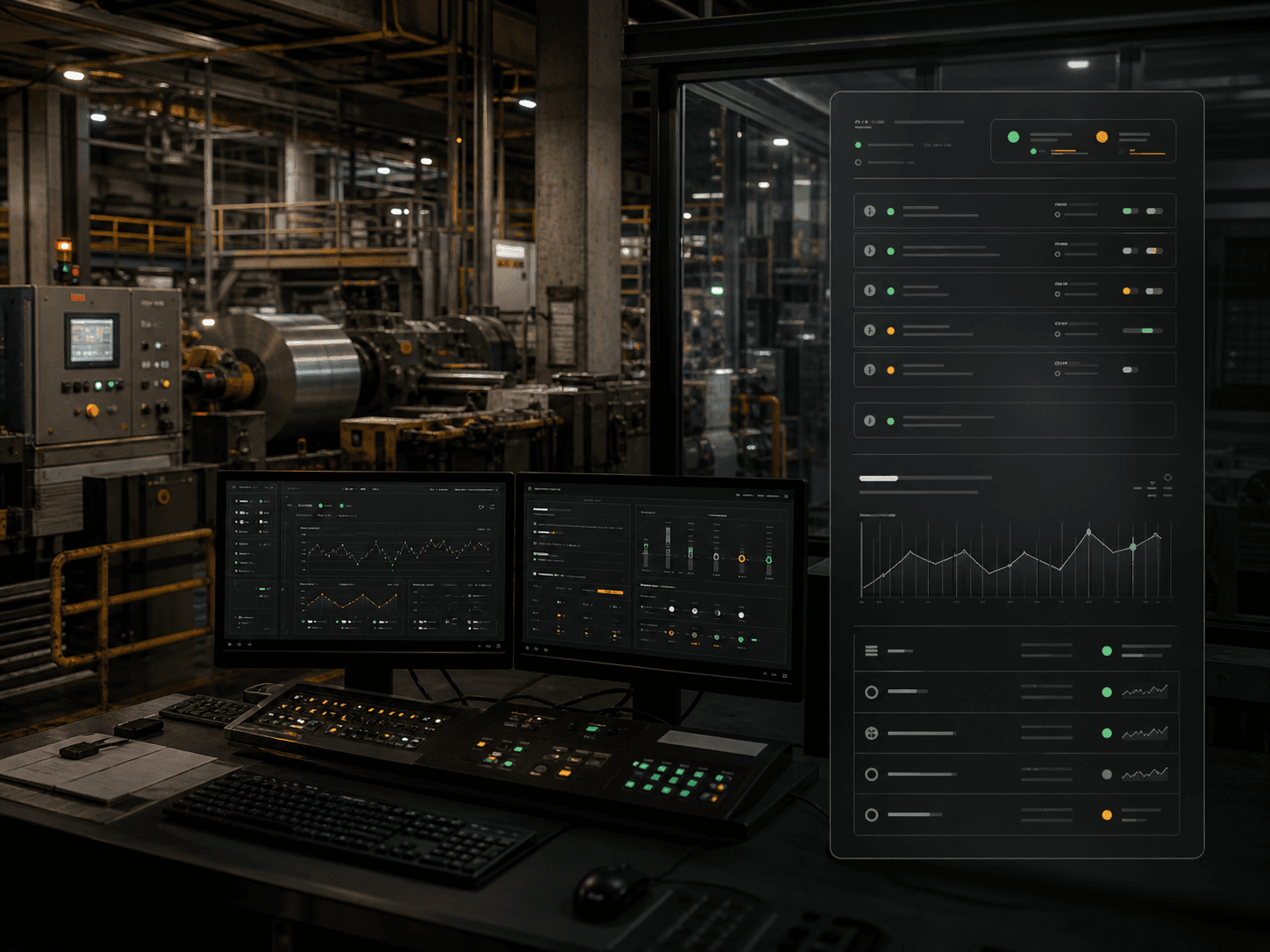 Industrial plant floor with exception queues and operations control